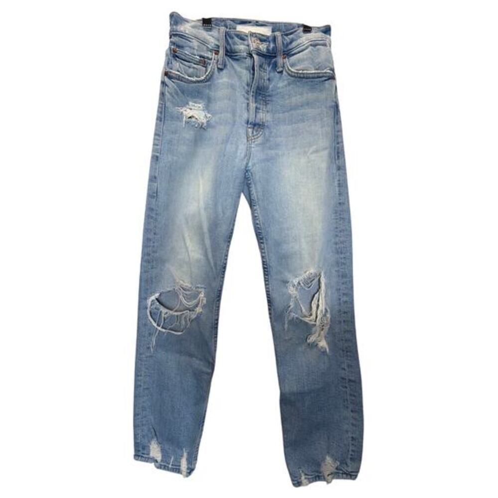 Mother The Tomcat The Confession High Rise Distressed Straight Leg Jeans 24‎